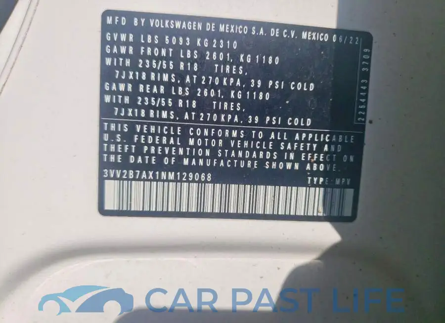 3VV2B7AX1NM129068# 13
