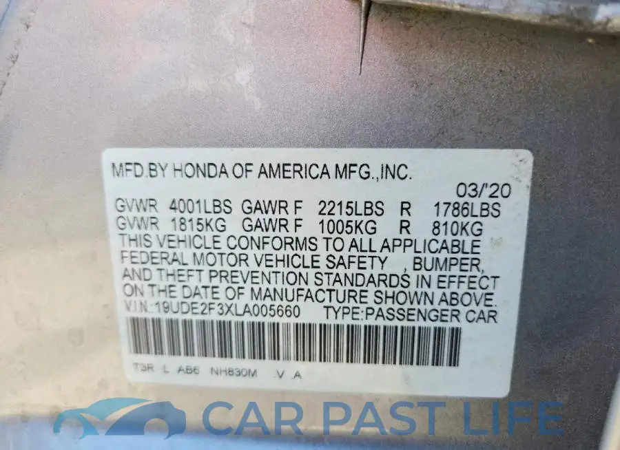 19UDE2F3XLA005660# 12