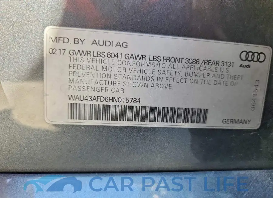 WAU43AFD6HN015784# 12