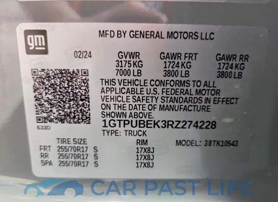1GTPUBEK3RZ274228# 13
