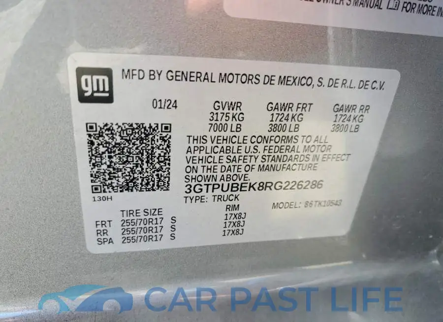 3GTPUBEK8RG226286# 12