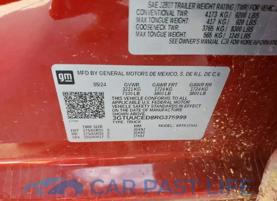 3GTUUCED8RG375999# 12