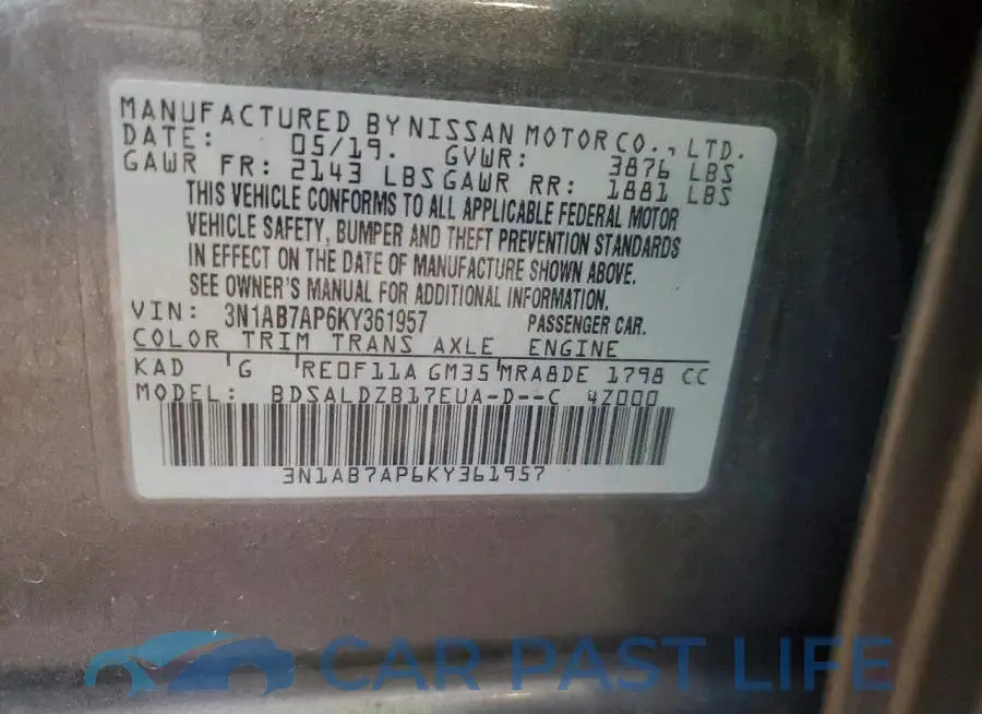 3N1AB7AP6KY361957# 13