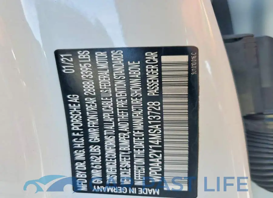 WP0AA2Y14MSA13728# 13