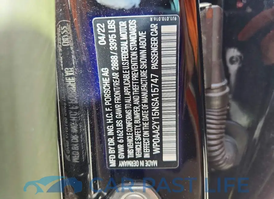 WP0AA2Y15NSA15747# 12