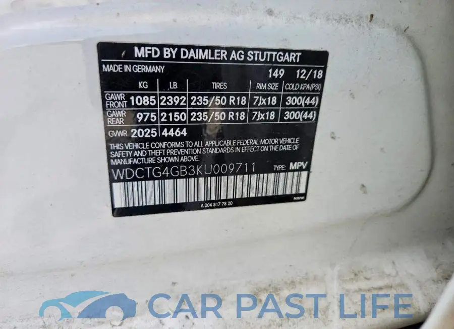WDCTG4GB3KU009711# 13