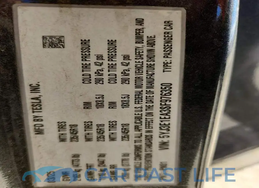 5YJ3E1EA3SF976350# 12