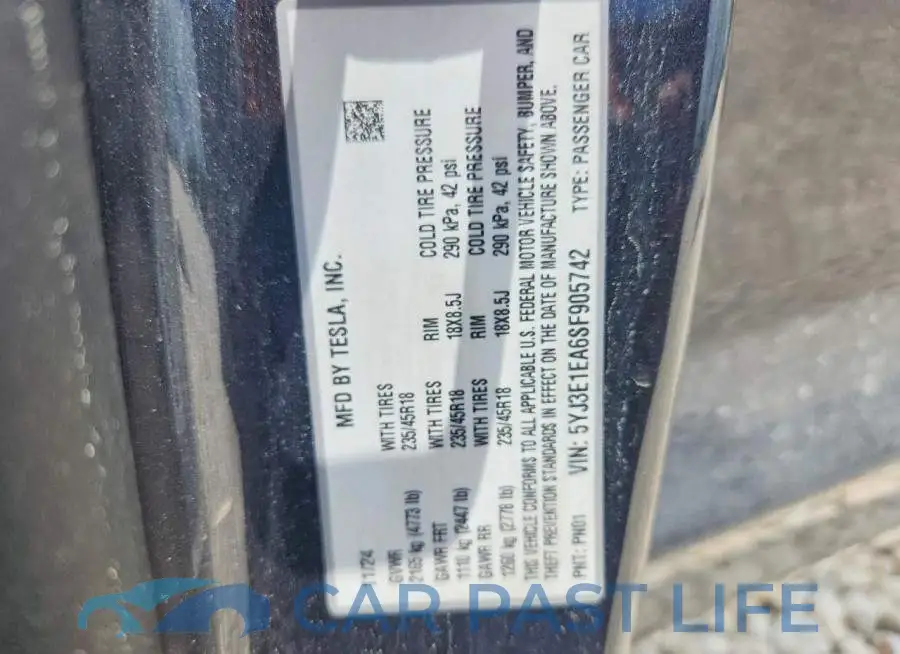 5YJ3E1EA6SF905742# 13