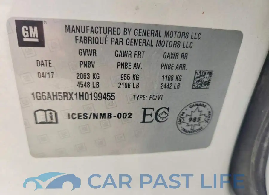 1G6AH5RX1H0199455# 12