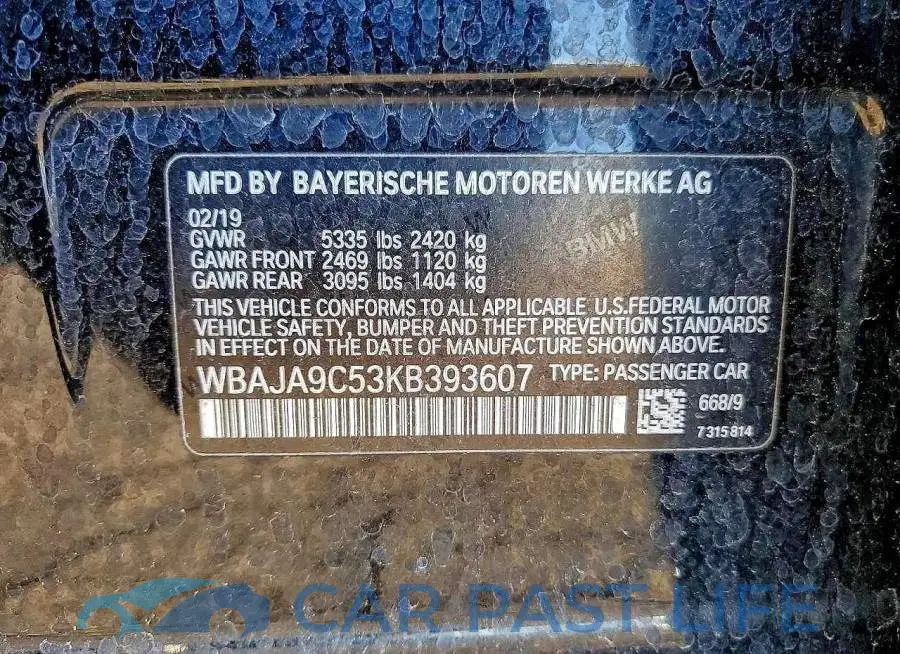 WBAJA9C53KB393607# 12