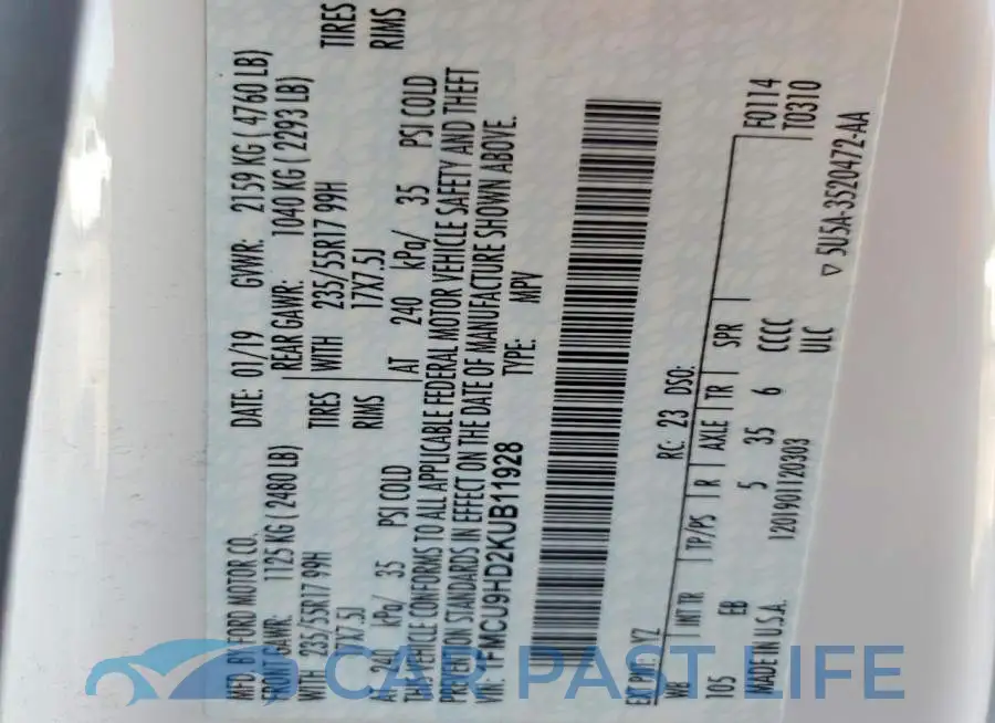 1FMCU9HD2KUB11928# 13