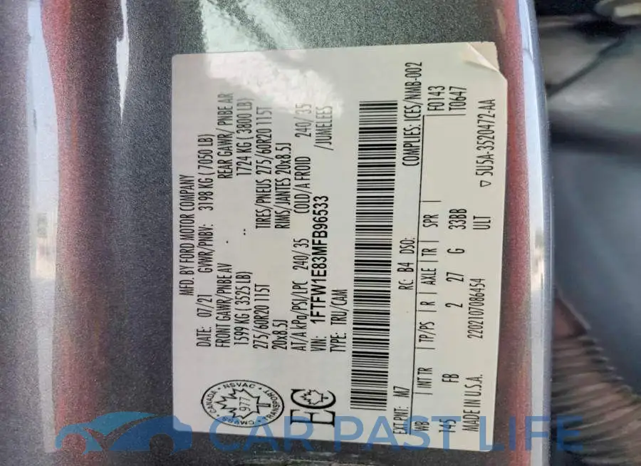 1FTFW1E83MFB96533# 13