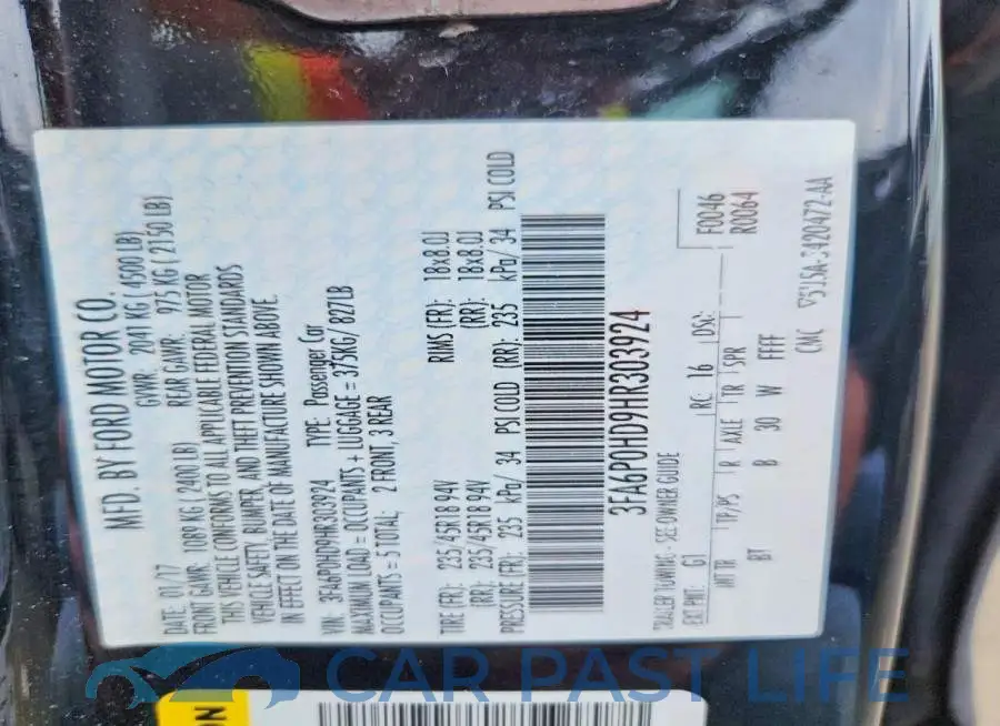 3FA6P0HD9HR303924# 12