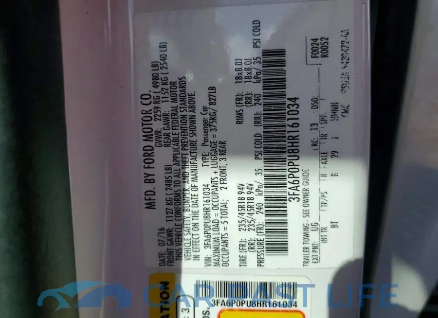 3FA6P0PU8HR161034# 13