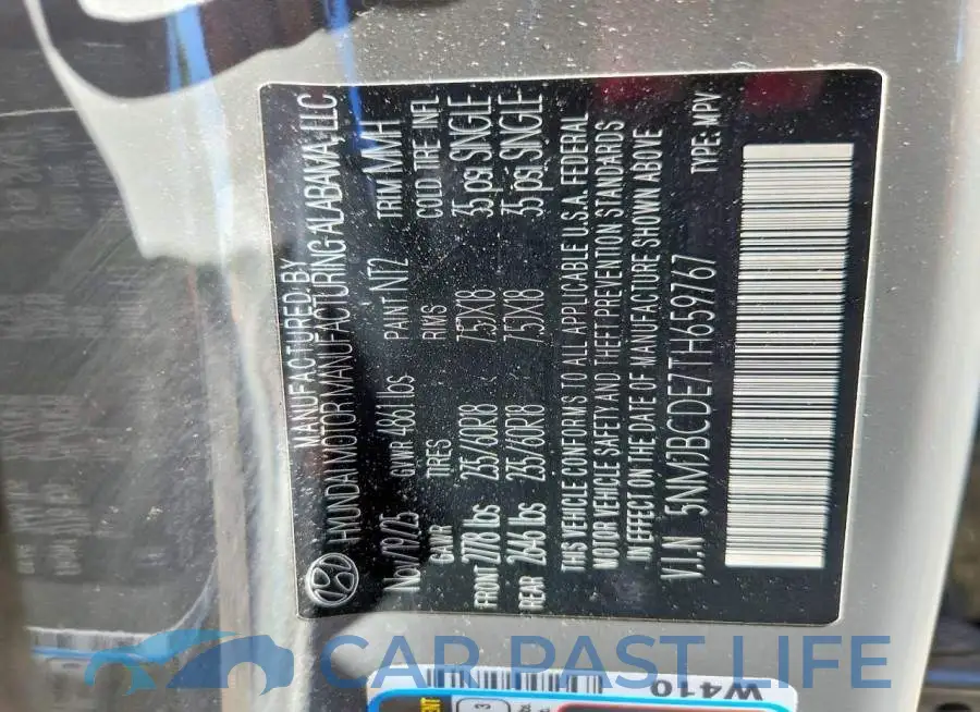 5NMJBCDE7TH659767# 12