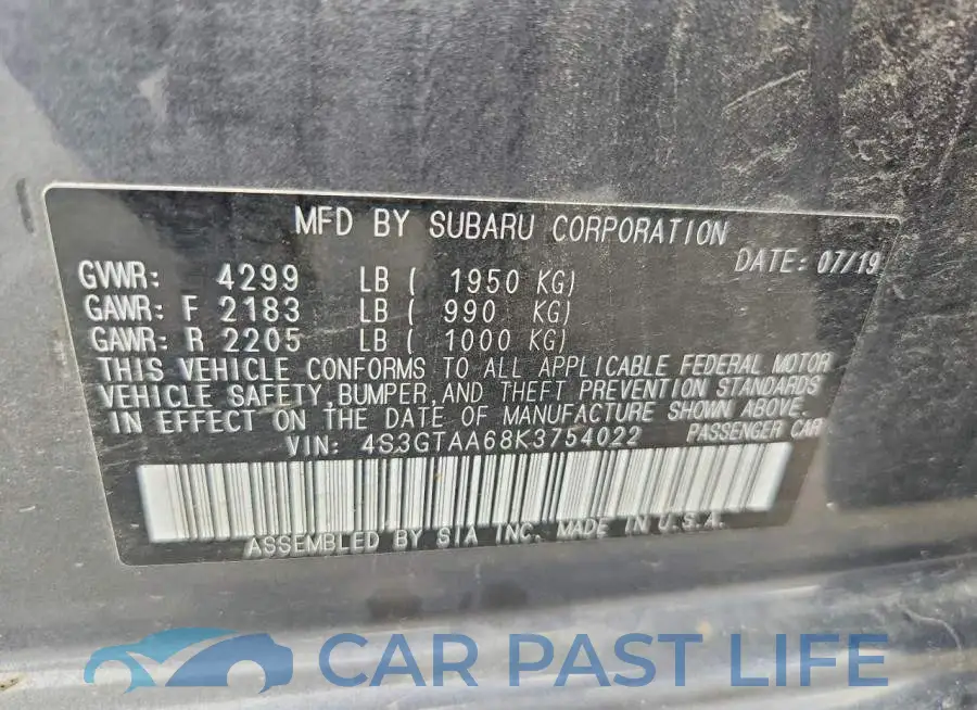 4S3GTAA68K3754022# 13