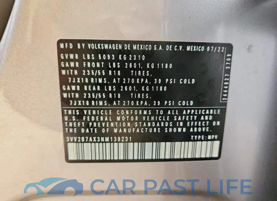 3VV2B7AX3NM139231# 13