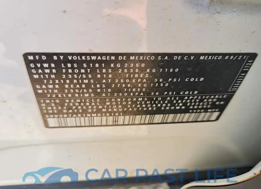 3VV3B7AX1NM015141# 13