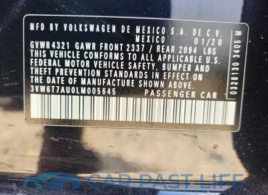 3VW6T7AU0LM005645# 12
