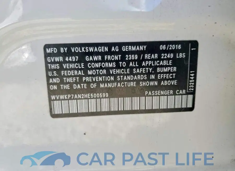 WVWKP7AN2HE500599# 13