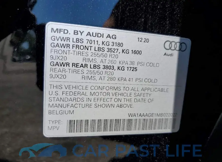 WA1AAAGE1MB022022# 13