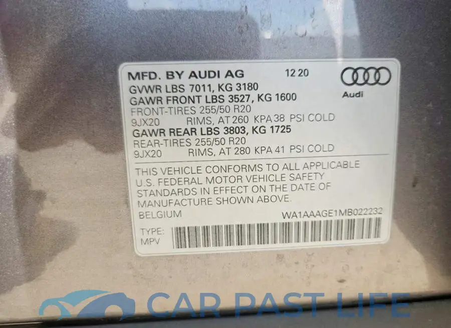 WA1AAAGE1MB022232# 12