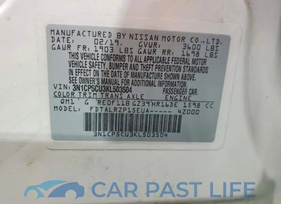 3N1CP5CU3KL503504# 12