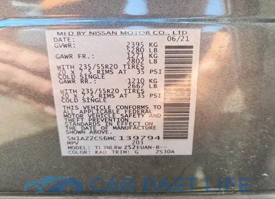 5N1AZ2CS6MC139794# 14