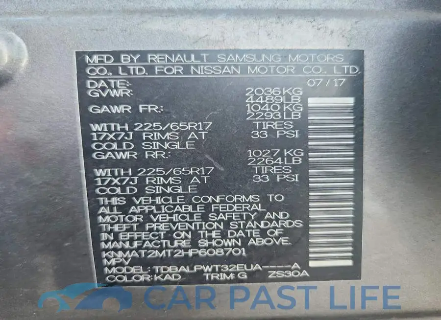 KNMAT2MT2HP608701# 12