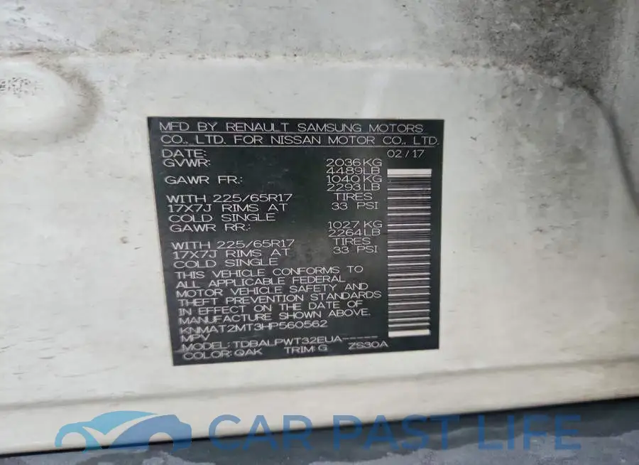 KNMAT2MT3HP560562# 12