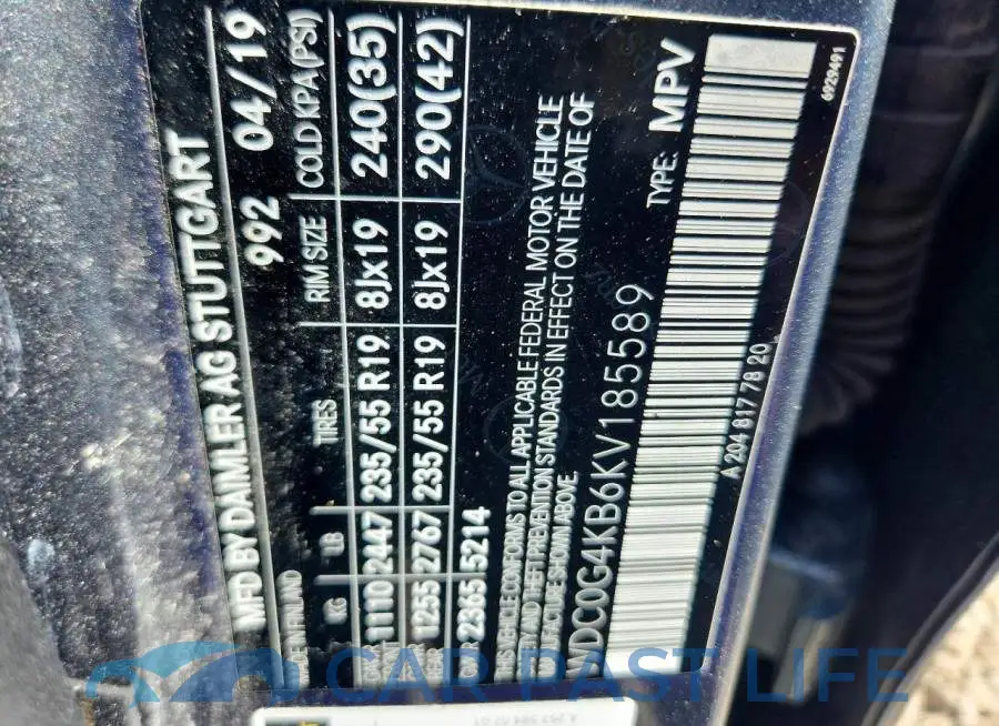 WDC0G4KB6KV185589# 12
