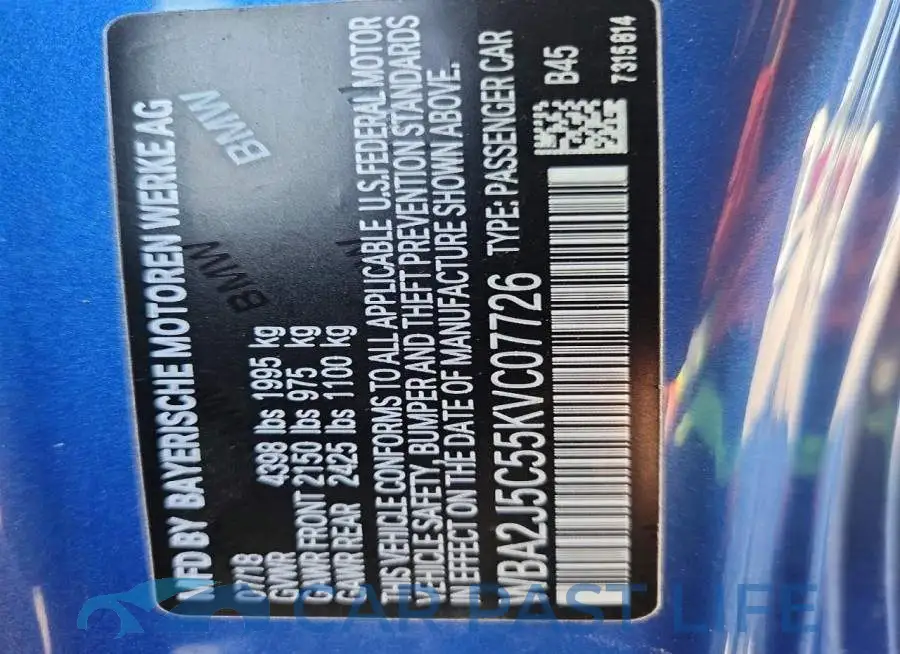 WBA2J5C55KVC07726# 12