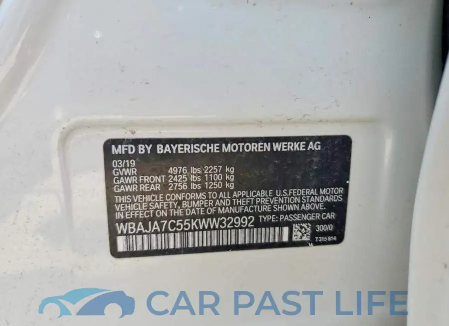 WBAJA7C55KWW32992# 12
