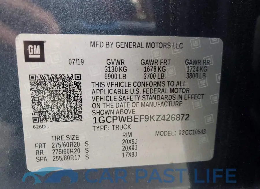 1GCPWBEF9KZ426872# 12