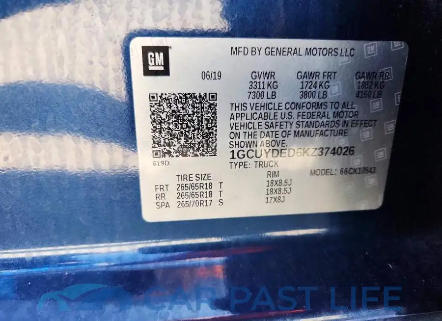 1GCUYDED6KZ374026# 12
