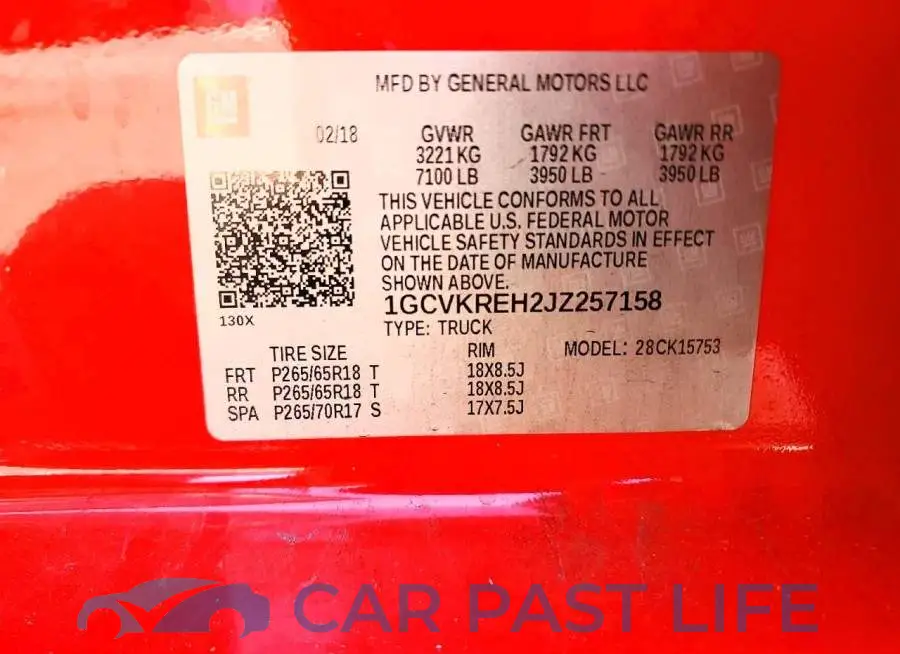 1GCVKREH2JZ257158# 12