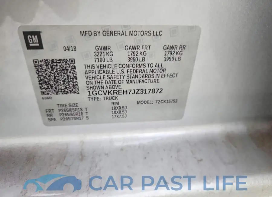 1GCVKREH7JZ317872# 12