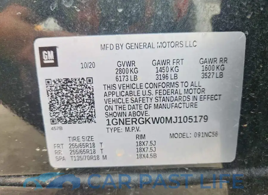1GNERGKW0MJ105179# 13