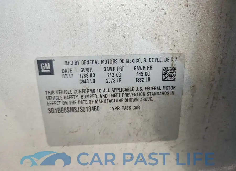 3G1BE6SM3JS518460# 12