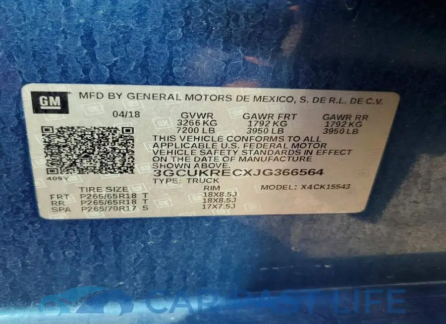3GCUKRECXJG366564# 12