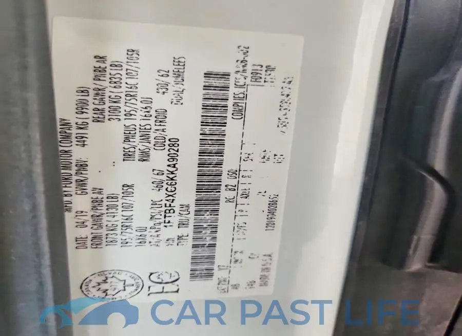 1FTBF4XG6KKA90280# 12