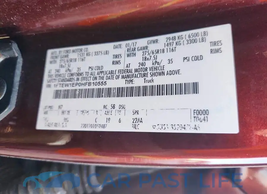 1FTEW1EP0HFB10555# 12