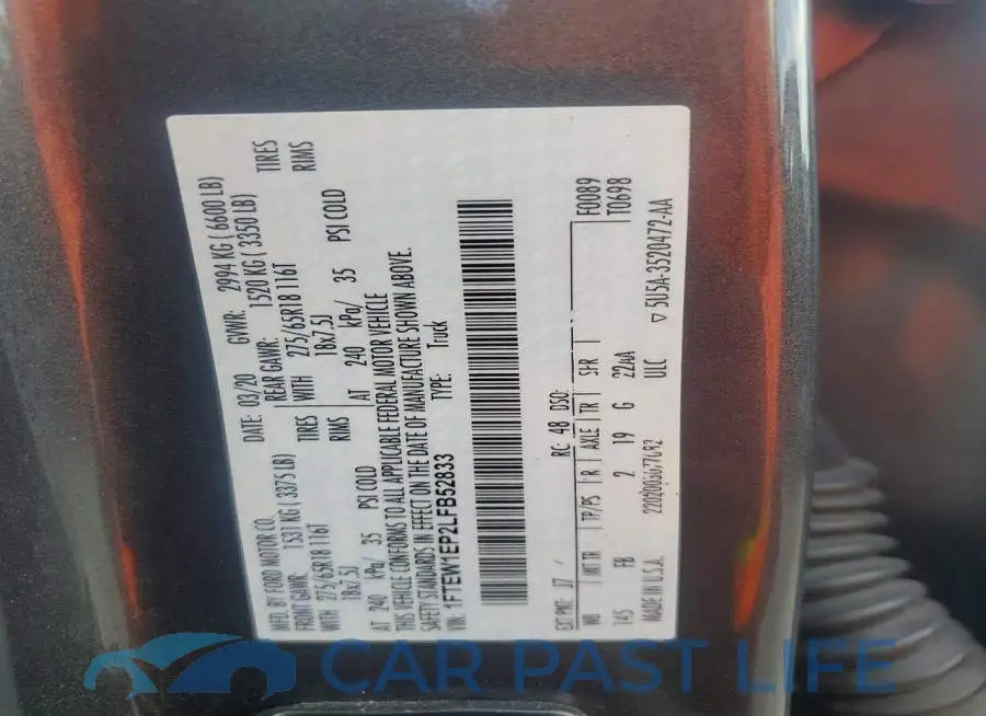 1FTEW1EP2LFB52833# 12