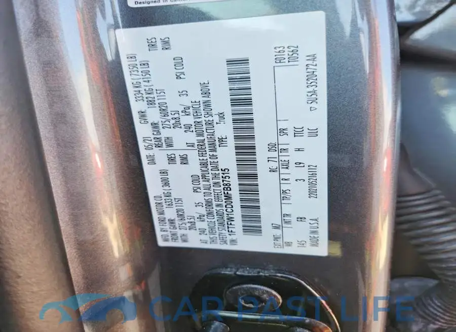 1FTFW1CD0MFB87515# 13
