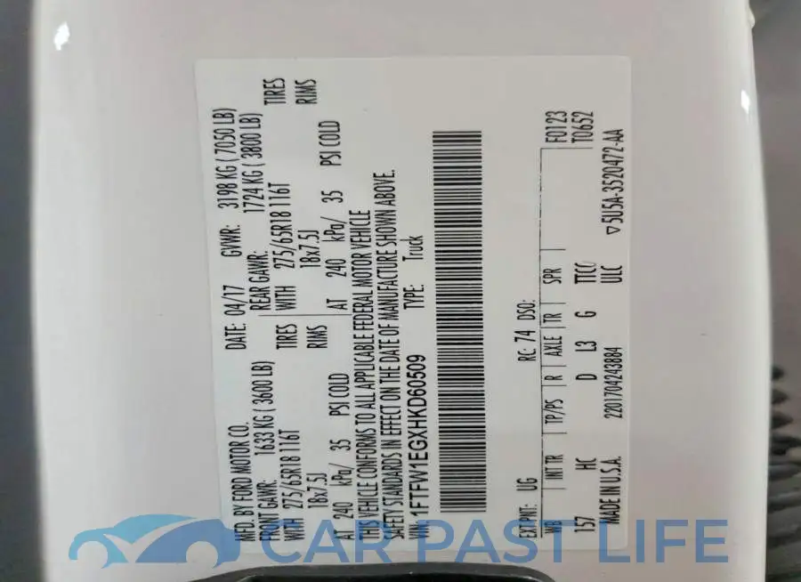 1FTFW1EGXHKD60509# 13