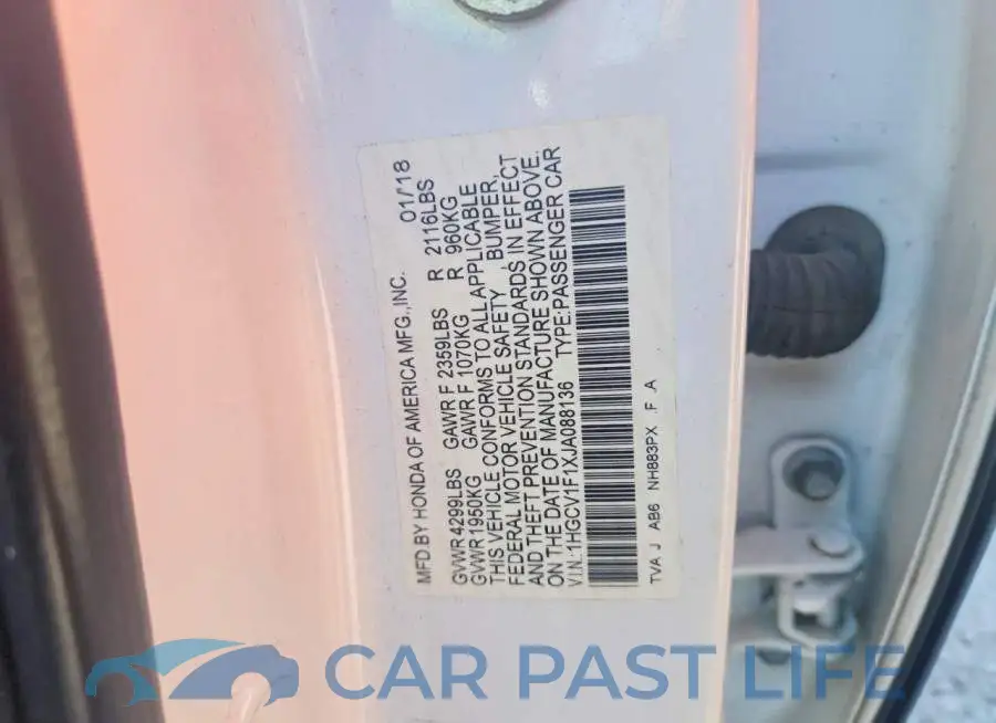 1HGCV1F1XJA088136# 12