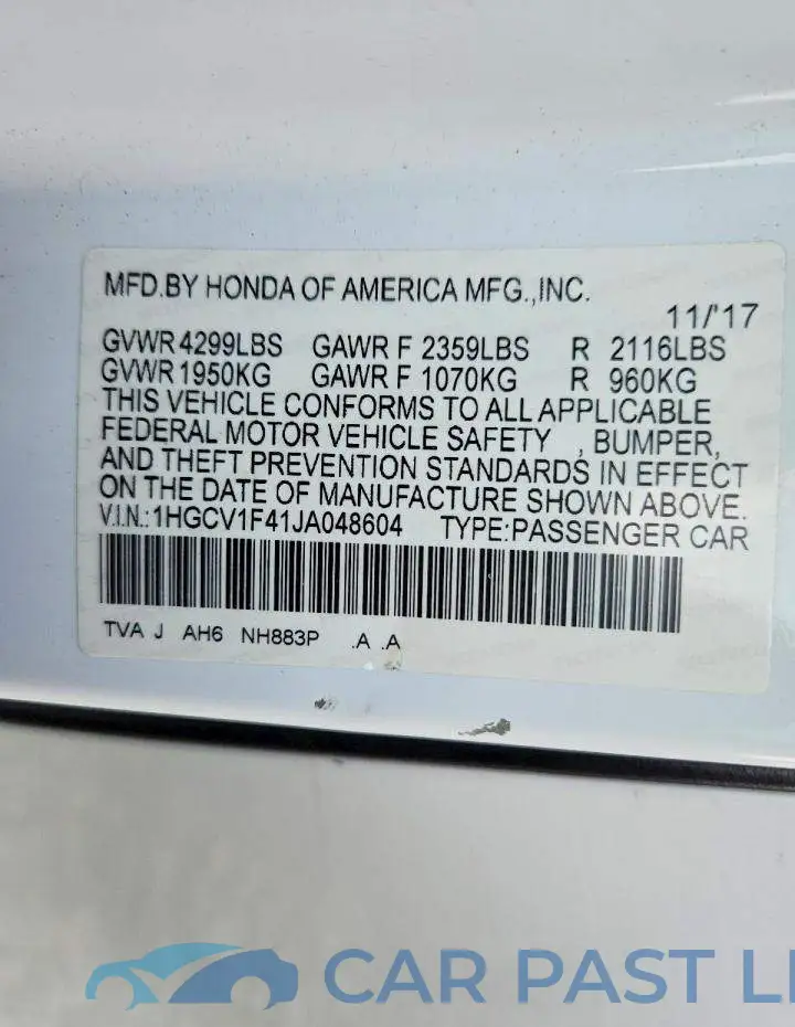 1HGCV1F41JA048604# 13