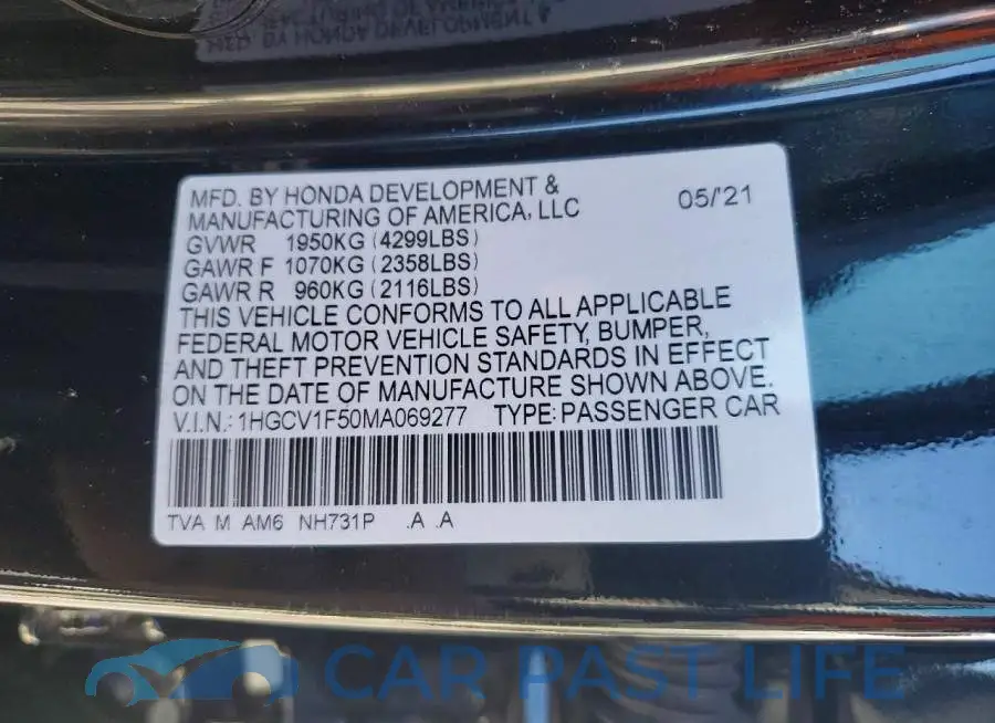 1HGCV1F50MA069277# 13