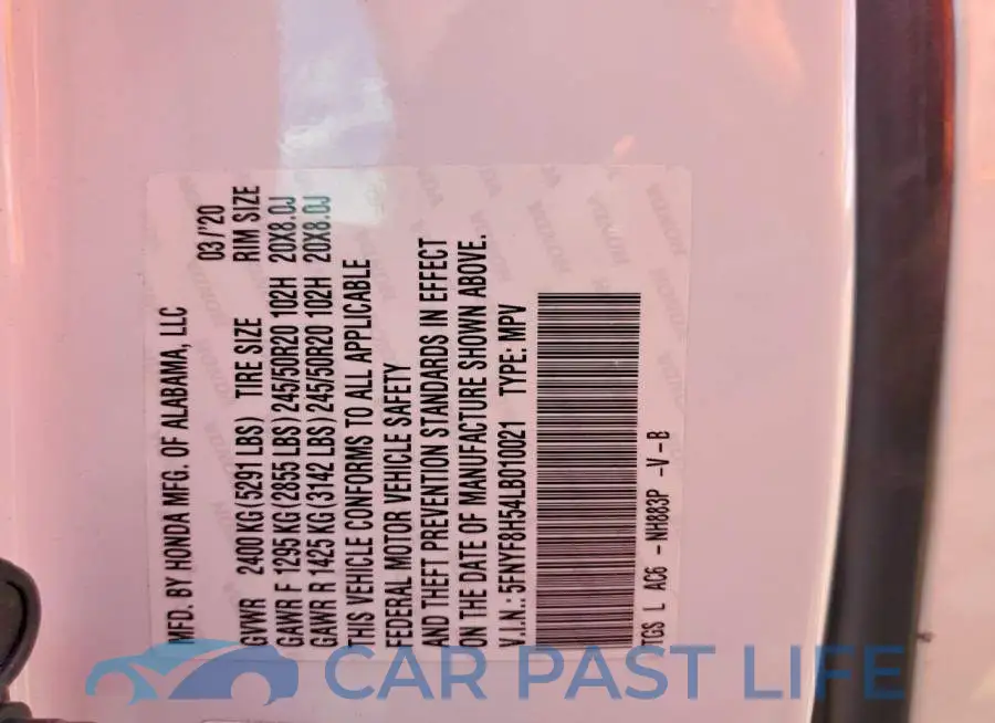 5FNYF8H54LB010021# 13