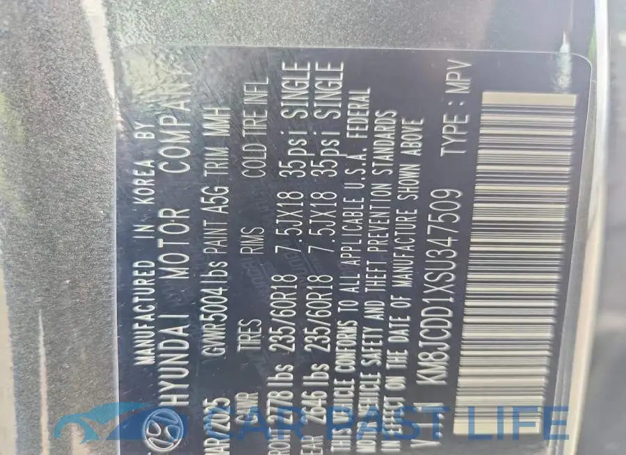 KM8JCDD1XSU347509# 14
